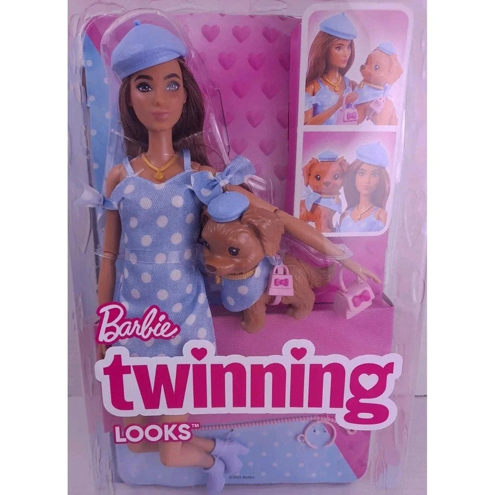 BARBIE TWINNING LOOKS Doll & Pet Dog Matching Clothes Accessories Sealed